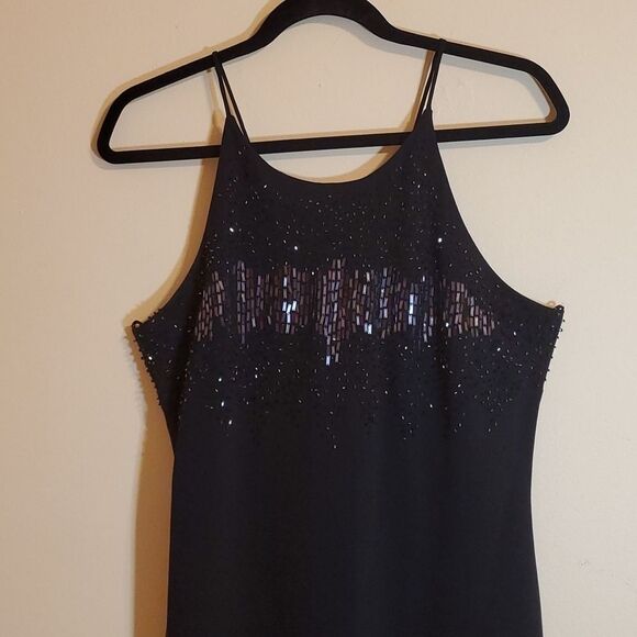 Cachet black embellished spaghetti strap maxi dress gown size 10 - Picture 2 of 8